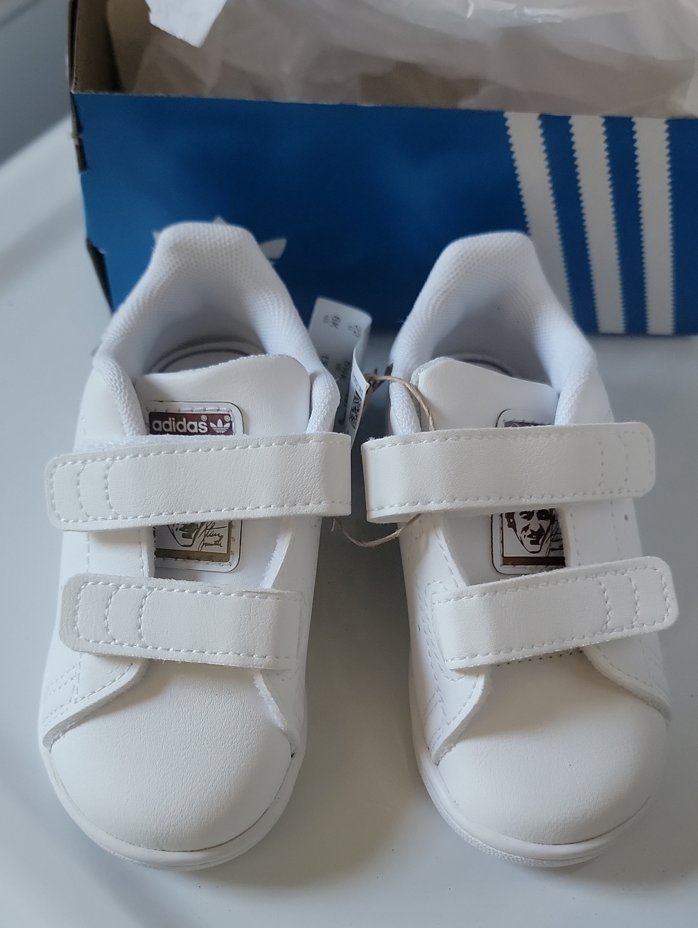 adidas Kids White Double Velcro Strap Sneakers